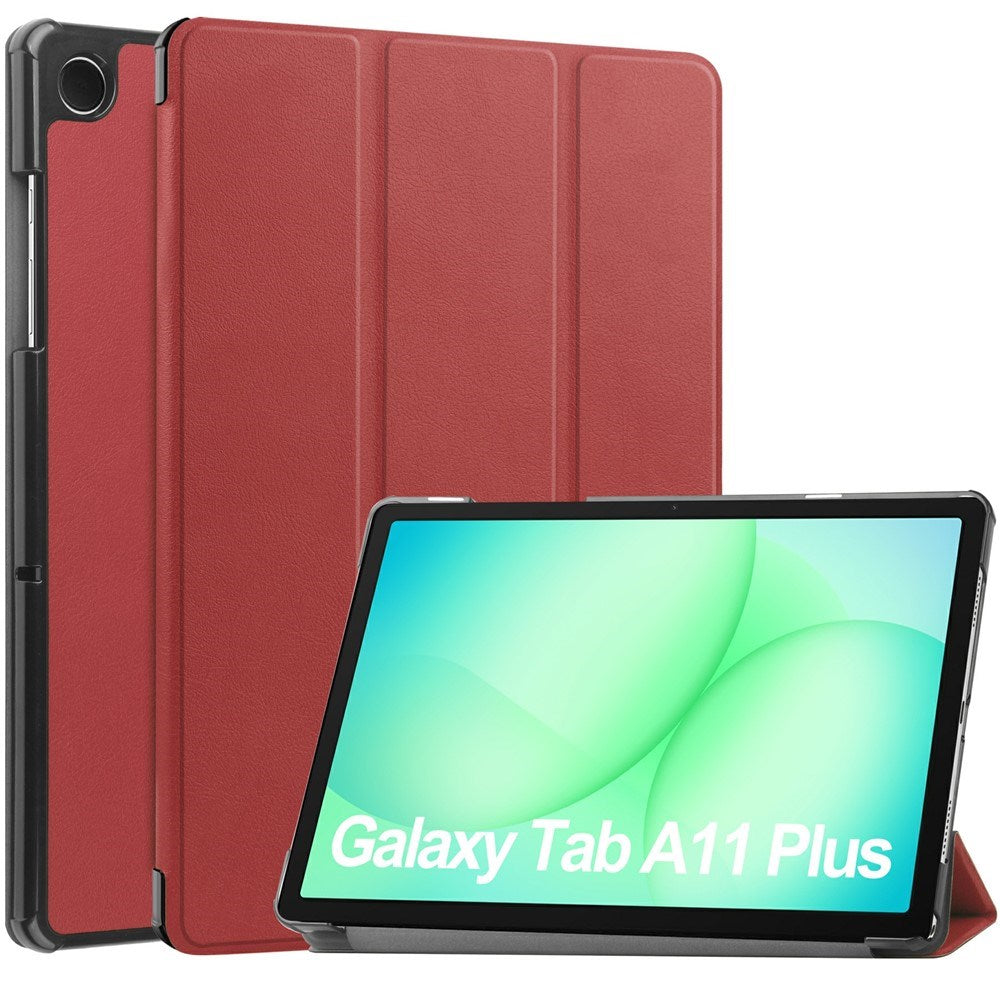 Samsung Galaxy Tab A11+ (Plus) EIDERWOOD Faux Leather Case with Stand - Wine Red
