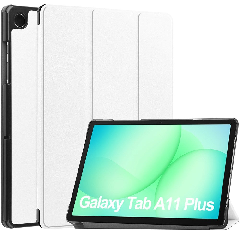 Samsung Galaxy Tab A11+ (Plus) EIDERWOOD Faux Leather Case with Stand - White