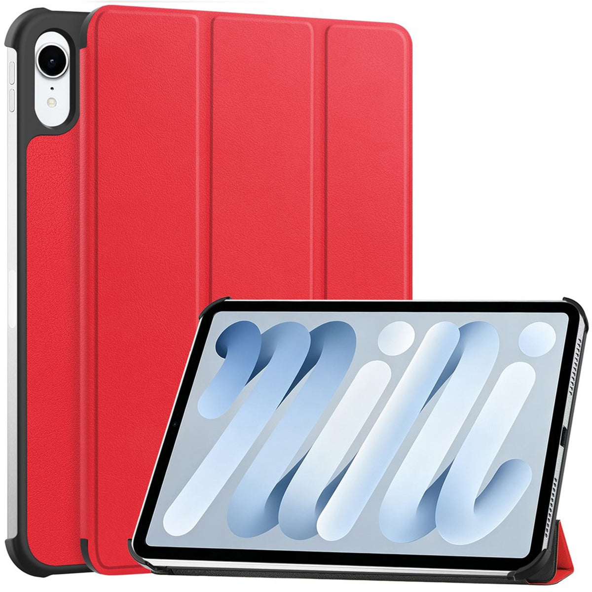 iPad Mini (2026) 8th Gen. EIDERWOOD Faux Leather Tri-Fold Flip Case with Stand Function - Red