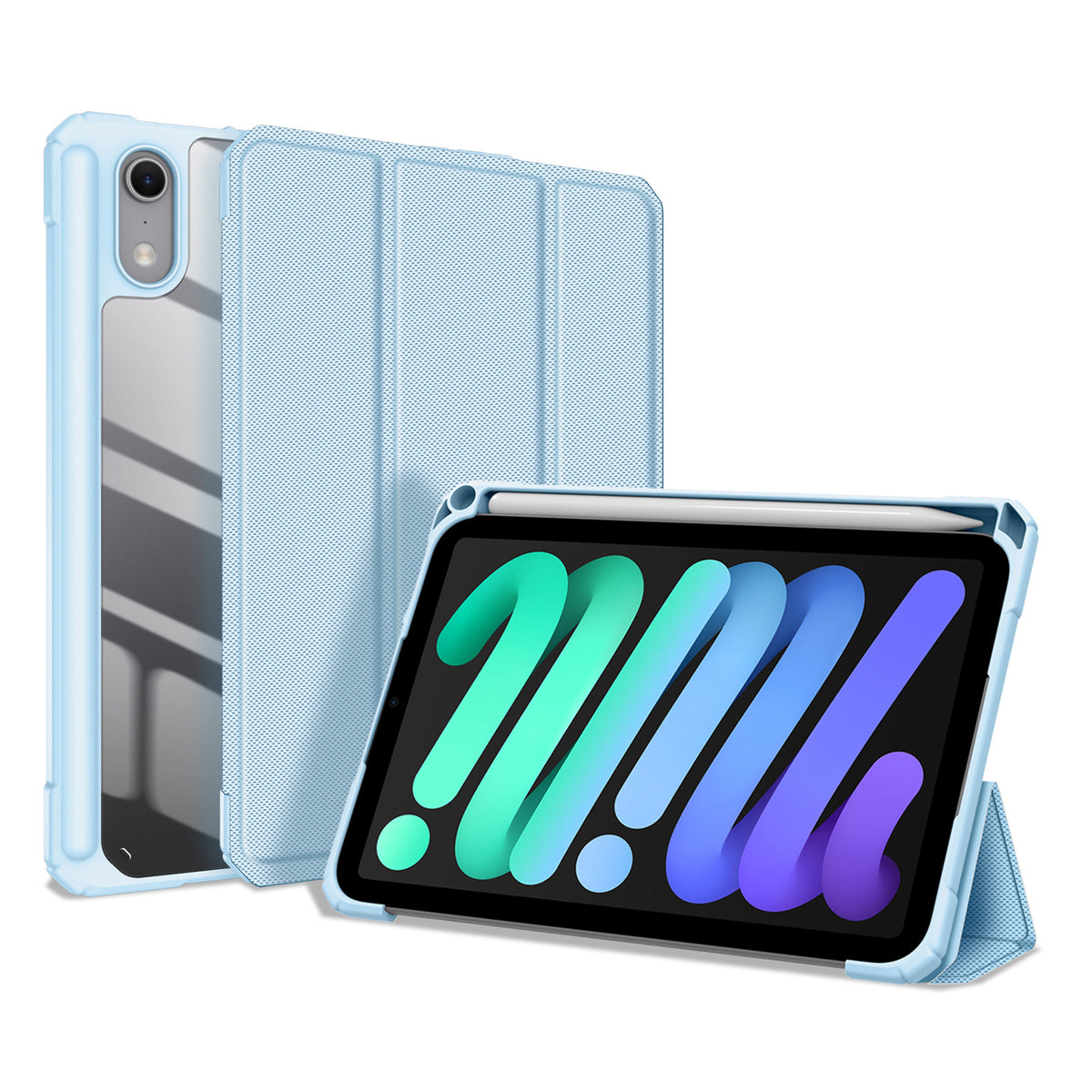 iPad Mini (2026) 8th Gen. DUX DUCIS TOBY Tri-Fold Faux Leather Flip Case with Stand - Blue
