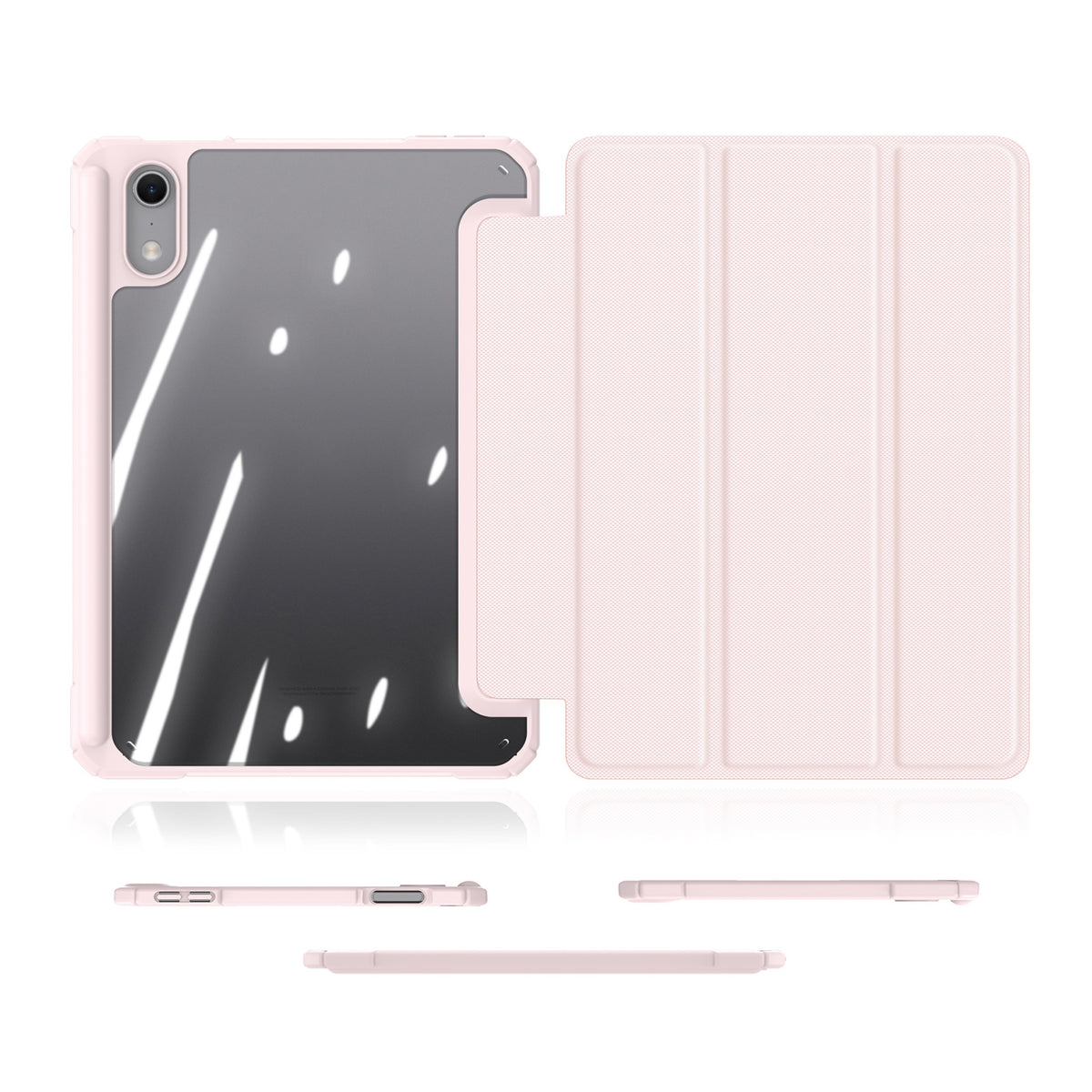 iPad Mini (2026) 8th Gen. DUX DUCIS TOBY Tri-Fold Faux Leather Flip Case with Stand - Pink