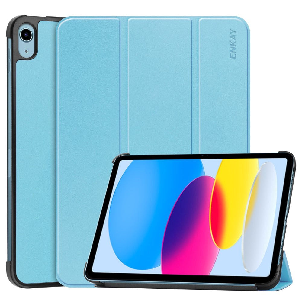 Apple iPad 10.9" (2024/2022) ENKAY PU Leather Flip Case w. Stand - Baby Blue