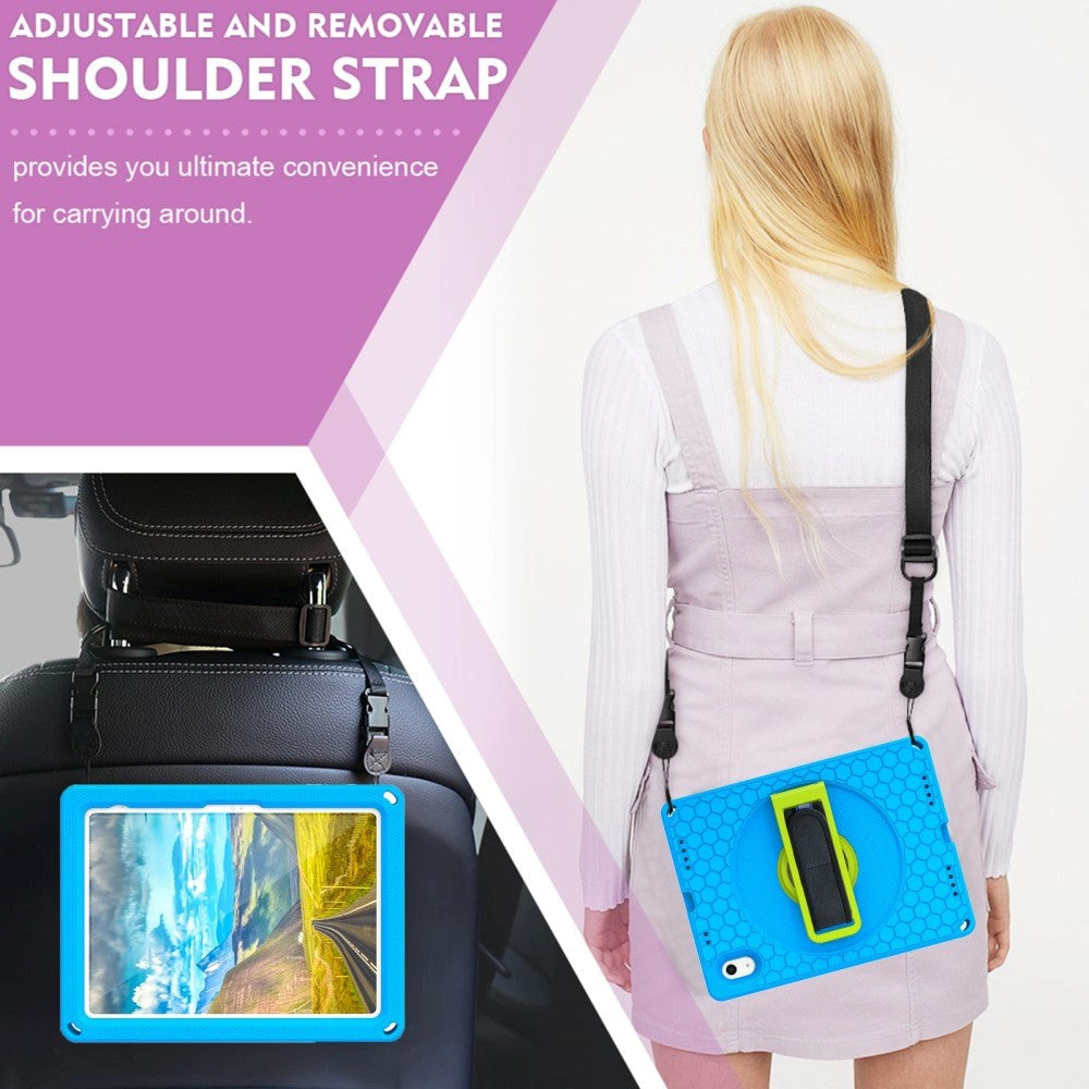 iPad 10.9" (2024/2022) EVA Foam Case w. Kickstand, Hand Holder & Shoulder Strap - Blue