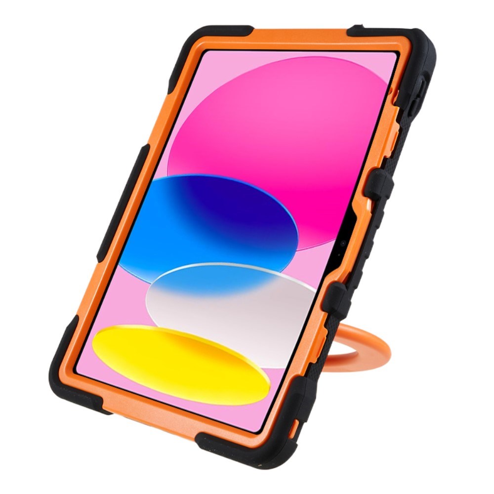 Pepkoo iPad 11" (2025) / 10.9" (2024 / 2022) Kids Case with Rotatable Stand - Black / Orange