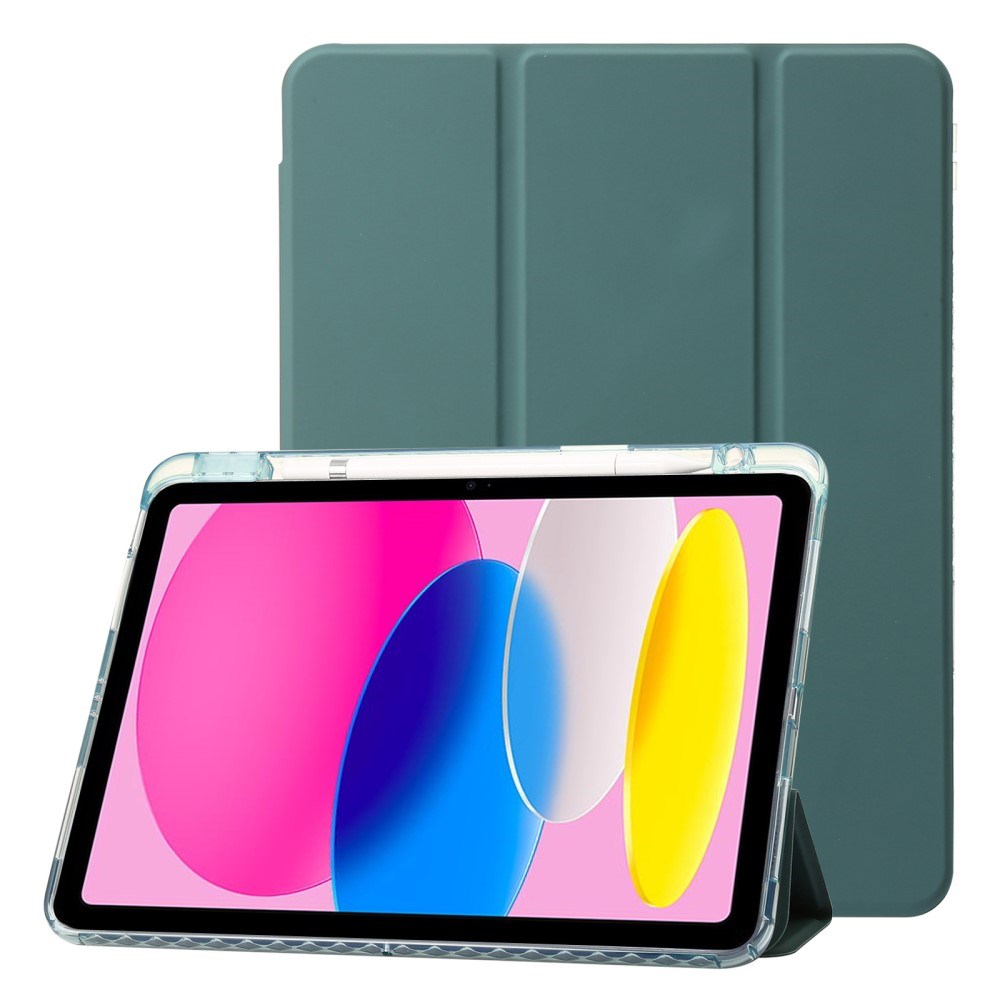 EIDERWOOD iPad 10.9" (2024/2022) Tri-Fold Artificial Leather Flip Case w. Apple Pencil Holder - Green