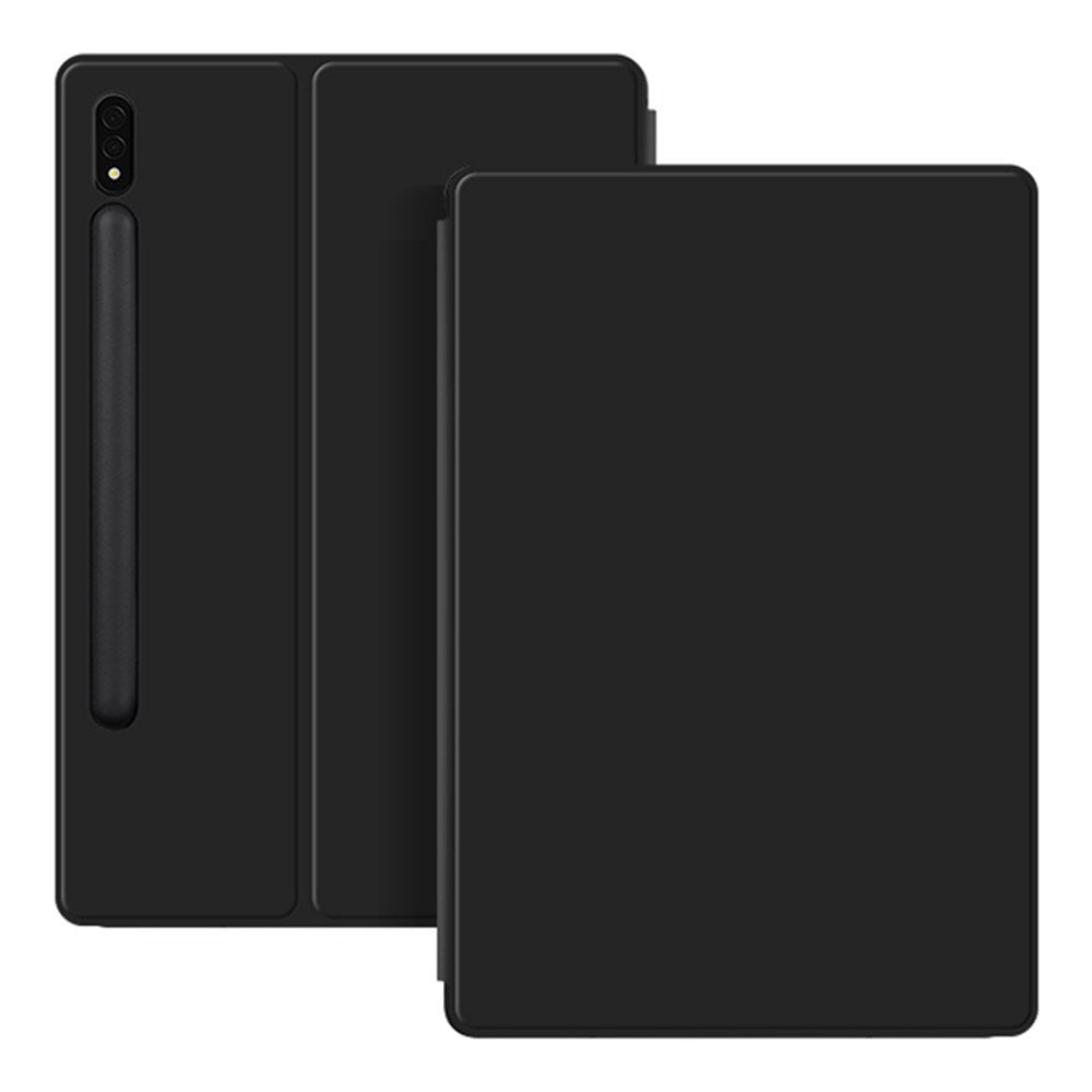 EIDERWOOD Samsung Galaxy Tab S8 / S7 Faux Leather Flip Case with Pen Holder - Black