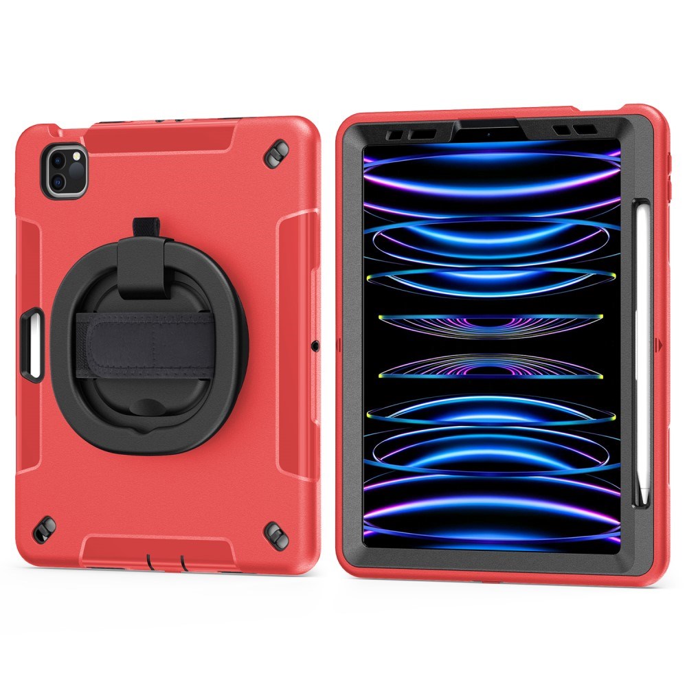 EIDERWOOD iPad Air 10.9-11" (2024-2020) / Pro 11" (2022-2018) Tough Case w. Protective Film & Hand Holder - Red