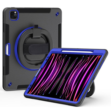 EIDERWOOD iPad Air 13" (2024) / Pro 12.9" (2022 / 2021 / 2020 / 2018) Craftsman Case with Apple Pencil Holder & Shoulder Strap - Black / Cobalt Blue