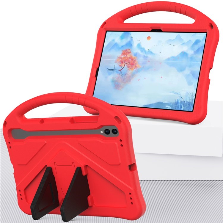 EIDERWOOD Samsung Galaxy Tab S9 / S8 / S7 Kids Case with Handle & Stand Function - Red
