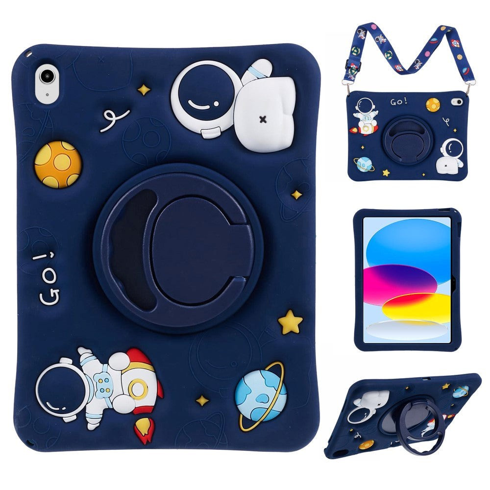 iPad 10.9" (2024/2022) Children's Case - Astronaut Case w. Stand & Shoulder Strap - Dark Blue