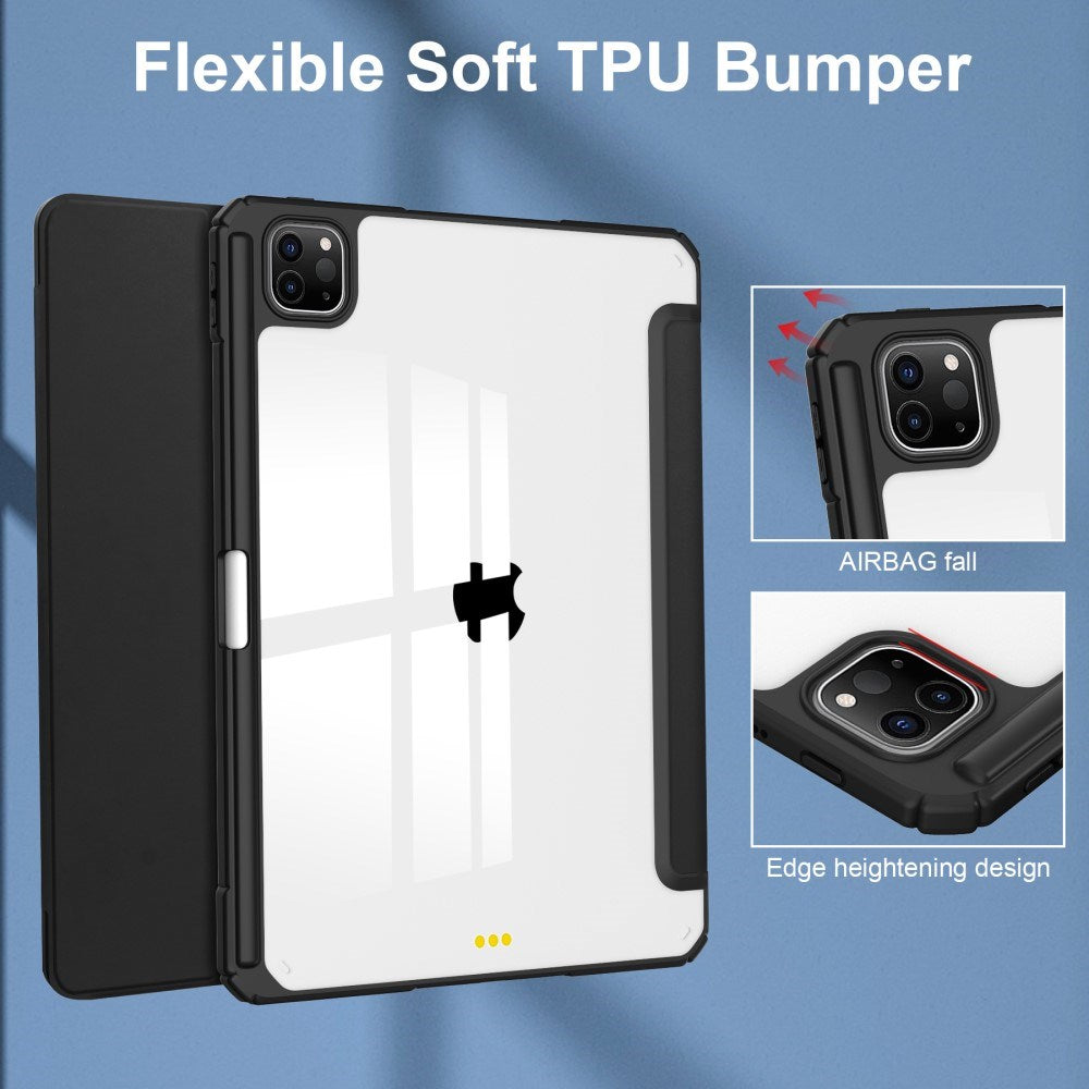 EIDERWOOD iPad Pro 11" (2025 / 2024) Hybrid Flip Case w. Pen Holder - Black & Transparent