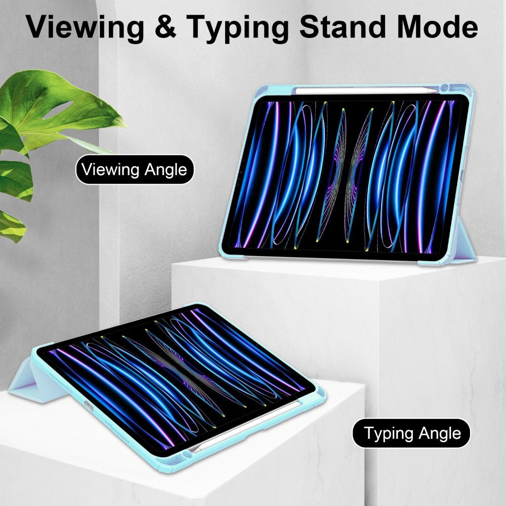 EIDERWOOD iPad Pro 11" (2025 / 2024) Hybrid Flip Case w. Pen Holder - Light Blue & Transparent
