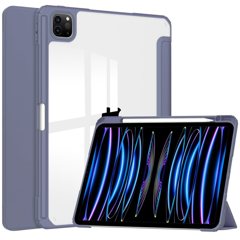 EIDERWOOD iPad Pro 11" (2025 / 2024) Hybrid Flip Case w. Pen Holder - Purple & Transparent