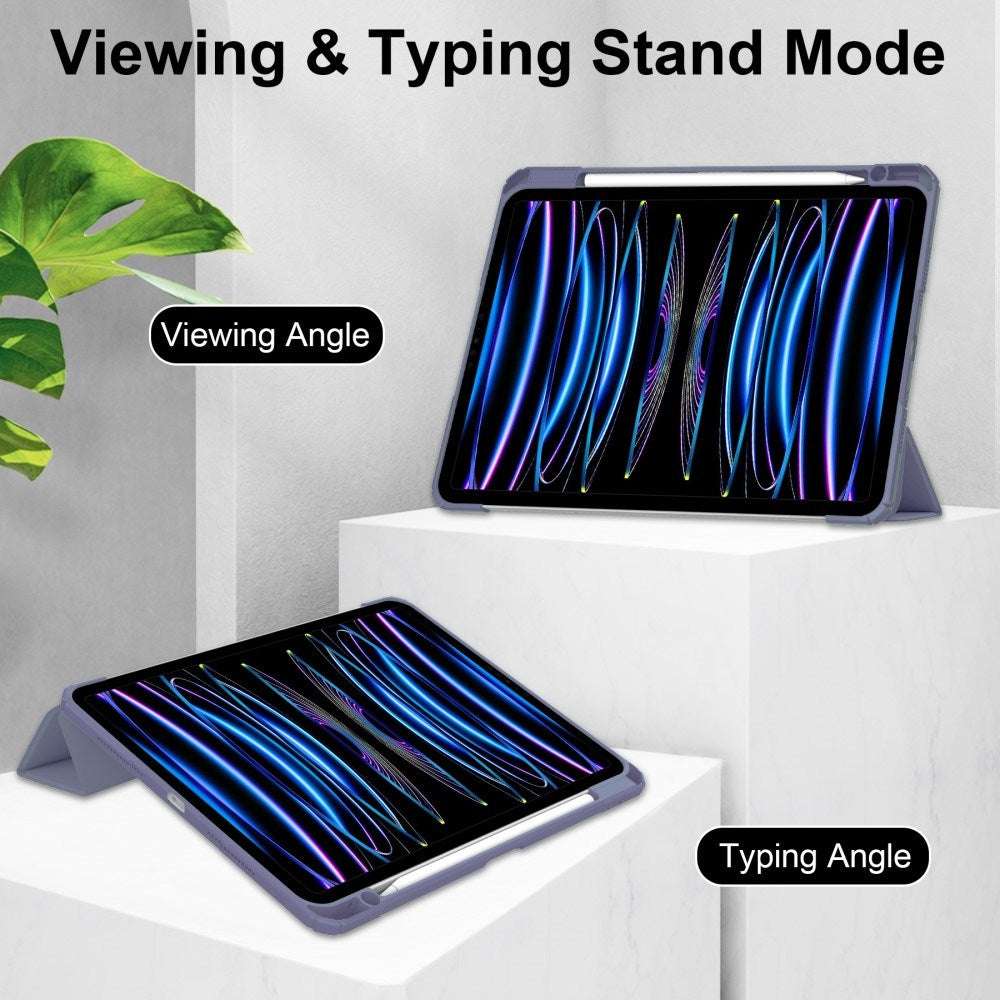 EIDERWOOD iPad Pro 11" (2025 / 2024) Hybrid Flip Case w. Pen Holder - Purple & Transparent