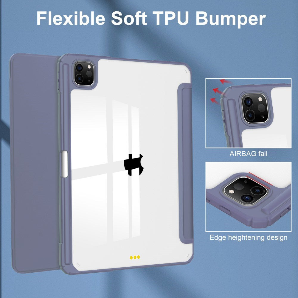 EIDERWOOD iPad Pro 11" (2025 / 2024) Hybrid Flip Case w. Pen Holder - Purple & Transparent