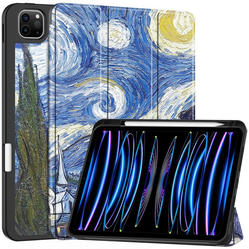 EIDERWOOD iPad Pro 11" (2025 / 2024) Tri-Fold Faux Leather Flip Case w. Wake-up / Sleep Function - Painting