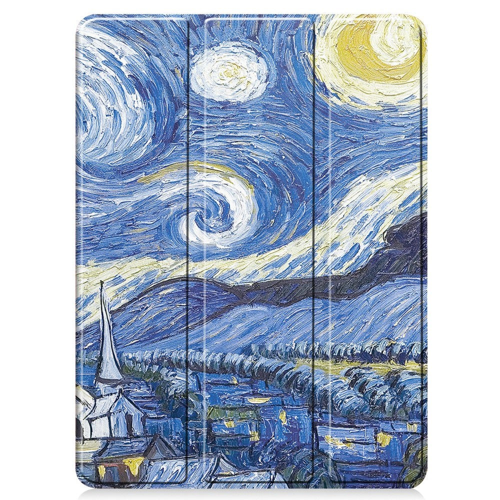 EIDERWOOD iPad Pro 11" (2025 / 2024) Tri-Fold Faux Leather Flip Case w. Wake-up / Sleep Function - Painting