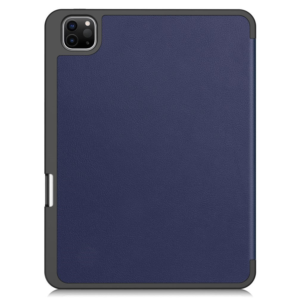 EIDERWOOD iPad Pro 11" (2025 / 2024) Tri-Fold Artificial Leather Flip Case w. Apple Pencil Holder - Blue