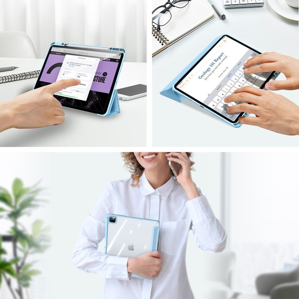 iPad Pro 13" (2025 / 2024) Shockproof Case w. Pen Holder - Dux Ducis Toby Series - Transparent / Light Blue