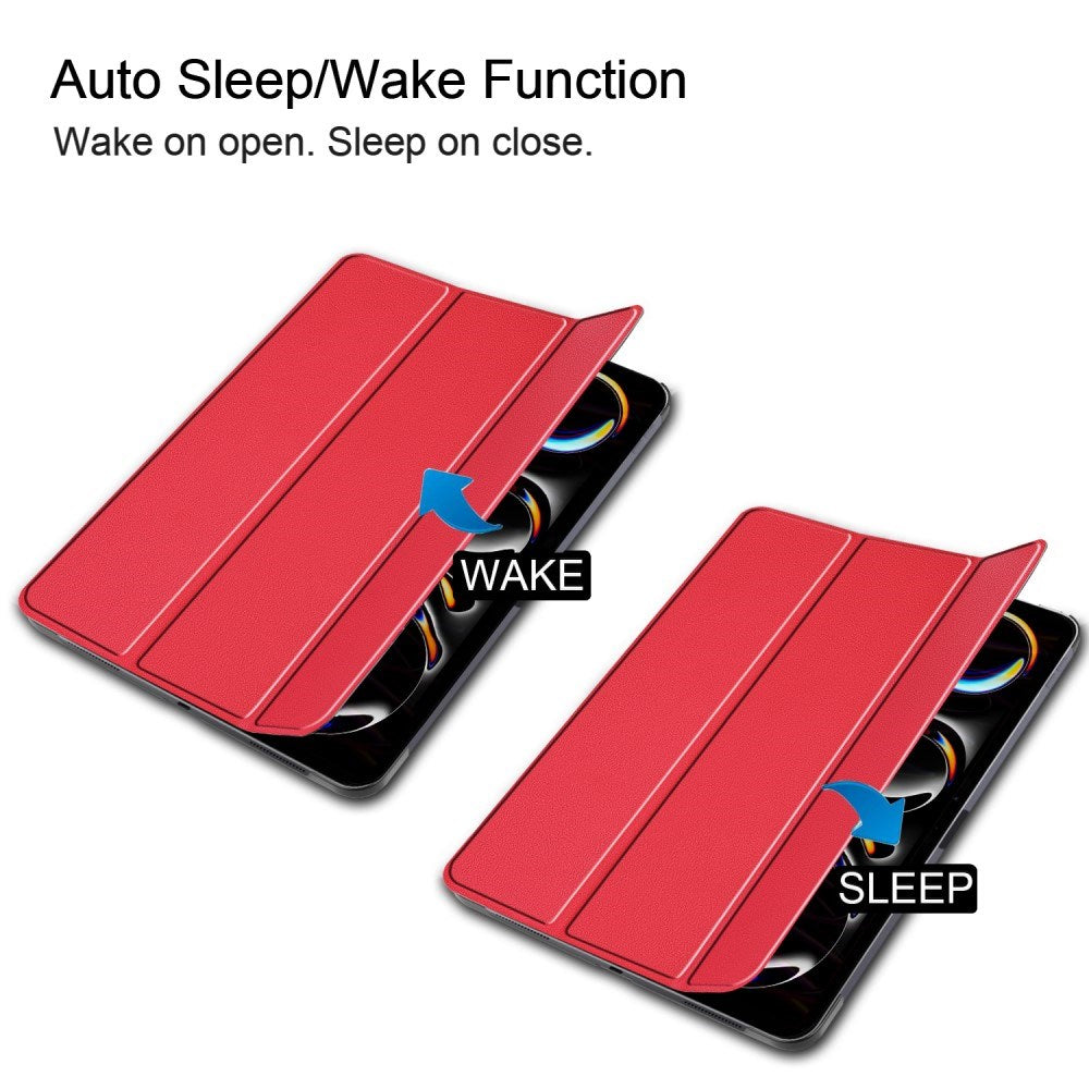 EIDERWOOD iPad Pro 13" (2025 / 2024) Tri-Fold Leather Flip Case - Red