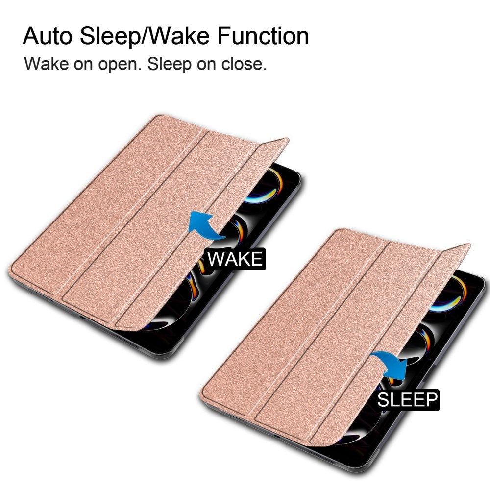 EIDERWOOD iPad Pro 13" (2025 / 2024) Tri-Fold Leather Flip Case - Rose Gold
