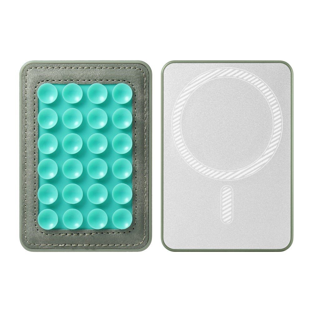 Silicone Suction Cup Mobile Holder with Faux Leather - MagSafe Compatible - Green