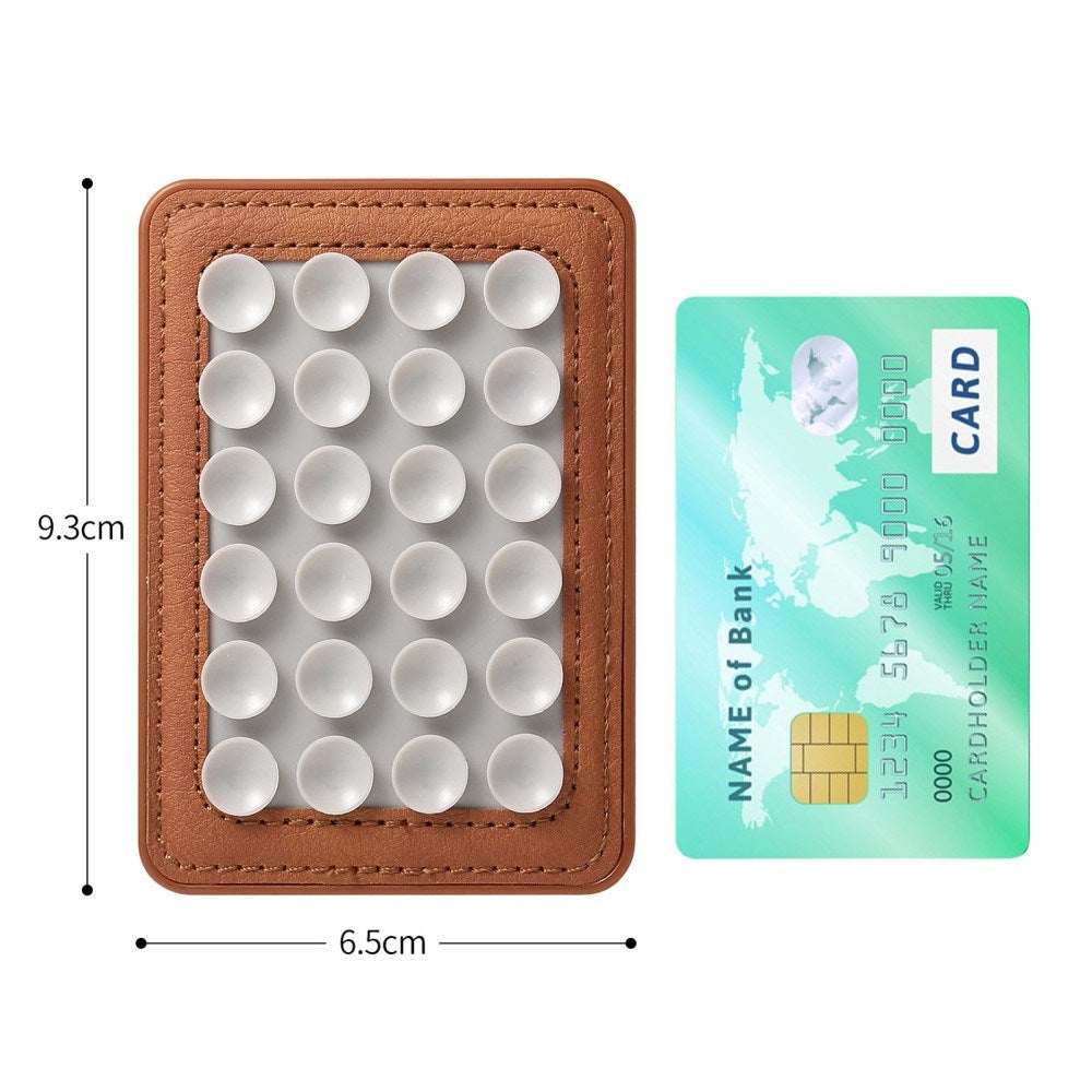 Silicone Suction Cup Mobile Holder with Faux Leather - MagSafe Compatible - Brown / White