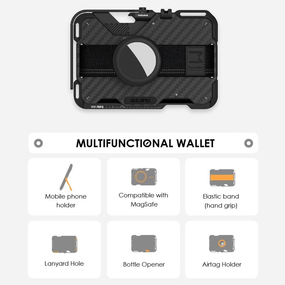 AULUMU Multifunctional Card Holder - MagSafe Compatible - Black Carbon