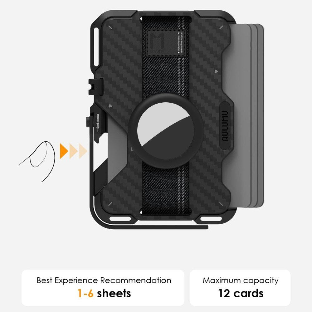 AULUMU Multifunctional Card Holder - MagSafe Compatible - Black Carbon