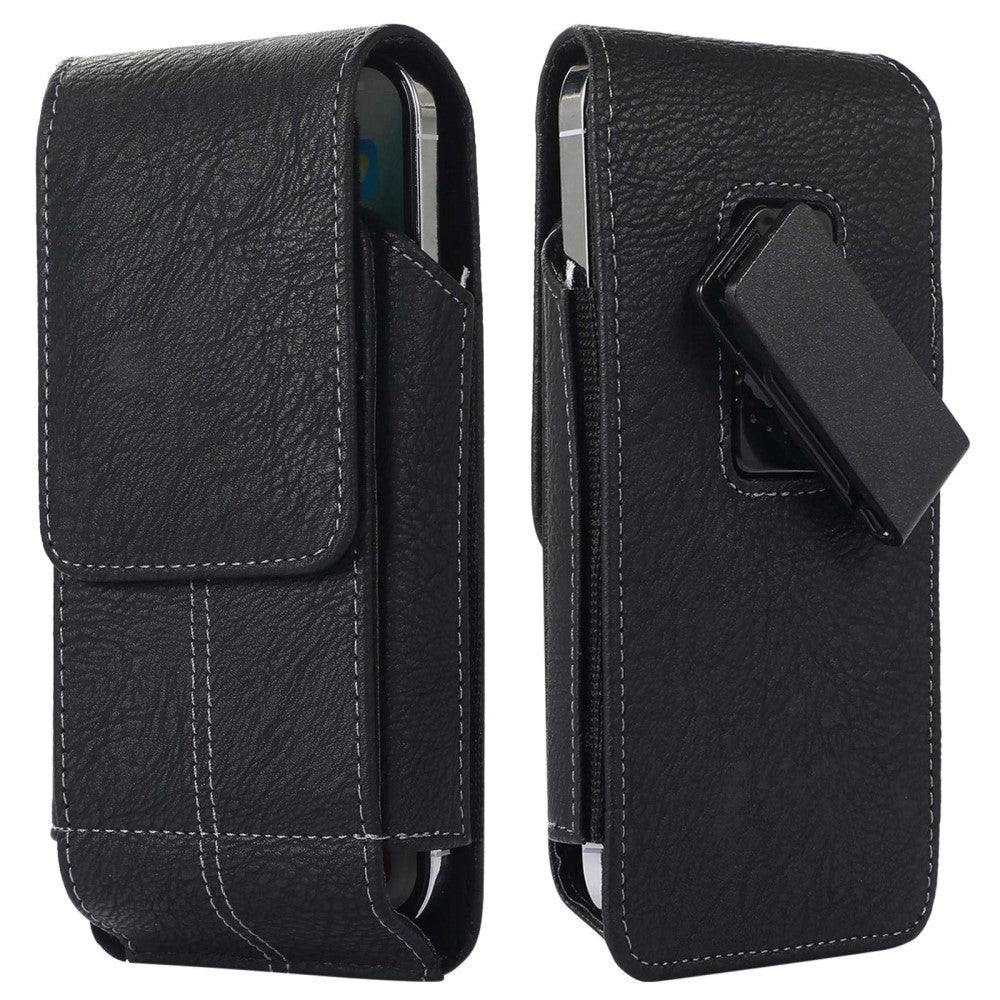 Universal Leather Case for Mobile with 360° Clamp - Black (Max. Mobile: 150 x 80 mm)