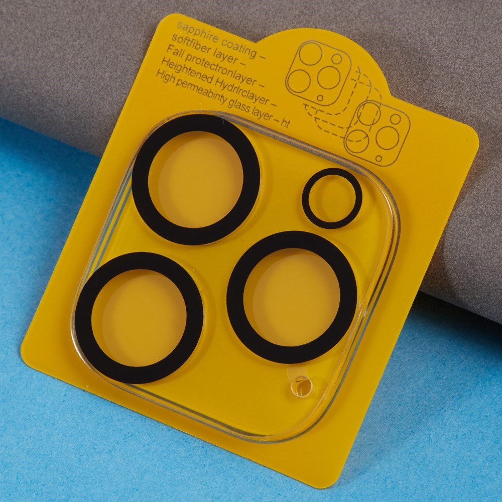 iPhone 16 Pro Max Tempered Protective Glass for the Camera Lens - Transparent / Black