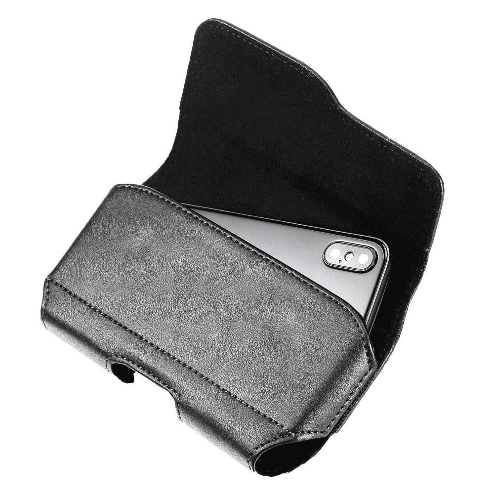 Universal Belt Pouch for Mobile - Elegant Faux Leather - Max. Mobile: 160 x 75mm - Black