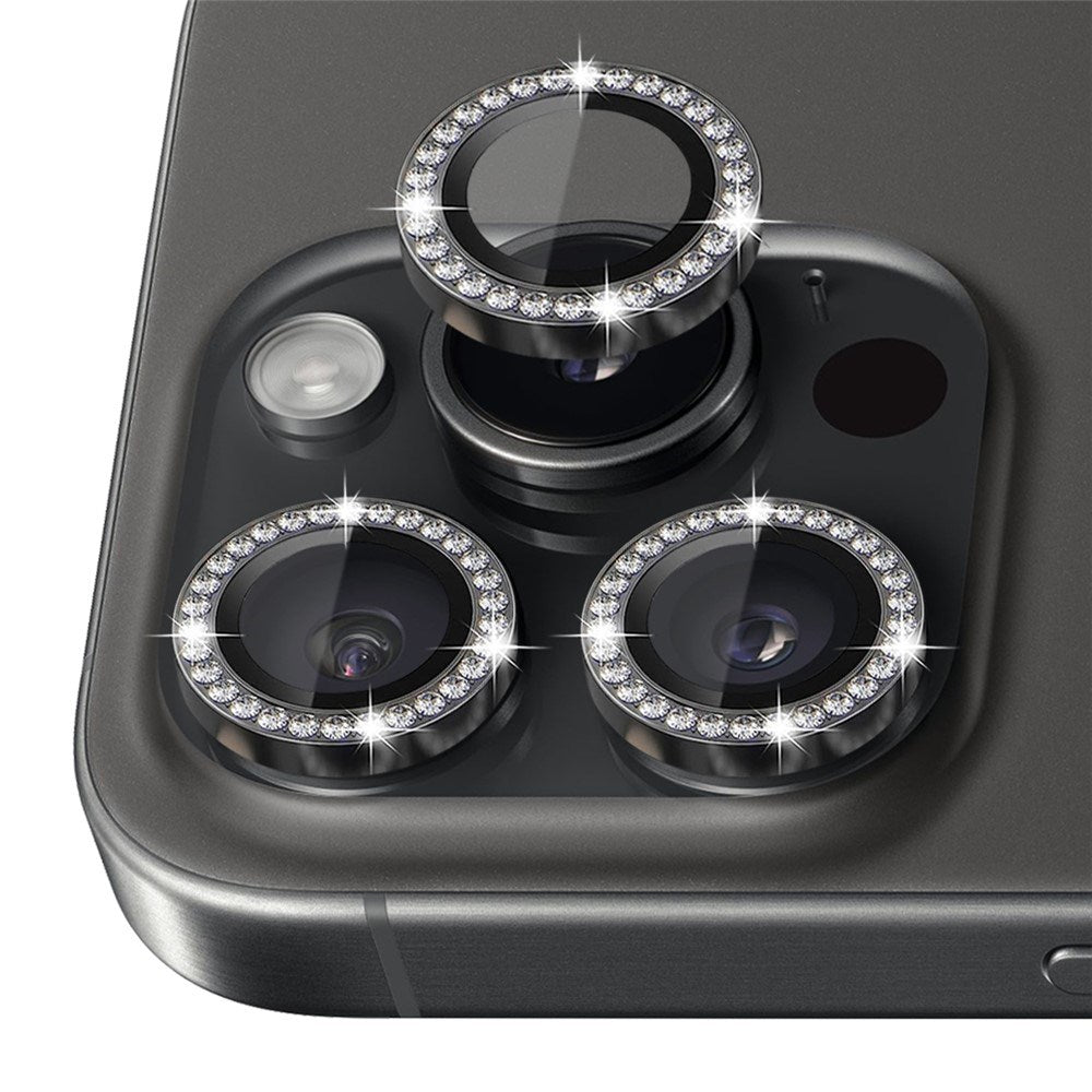 NORTHJO iPhone 16 Pro / 16 Pro Max Camera Lens Protector - Decorative Stones - Black