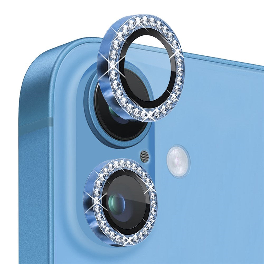 NORTHJO iPhone 16 / 16 Plus Camera Lens Protector - Decorative Stones - Blue