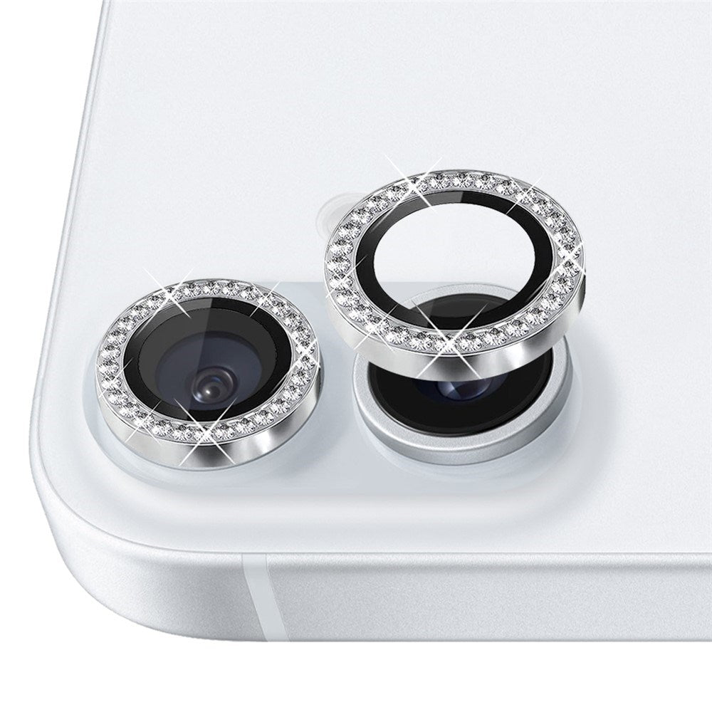 NORTHJO iPhone 16 / 16 Plus Camera Lens Protector - Decorative Stones - Silver