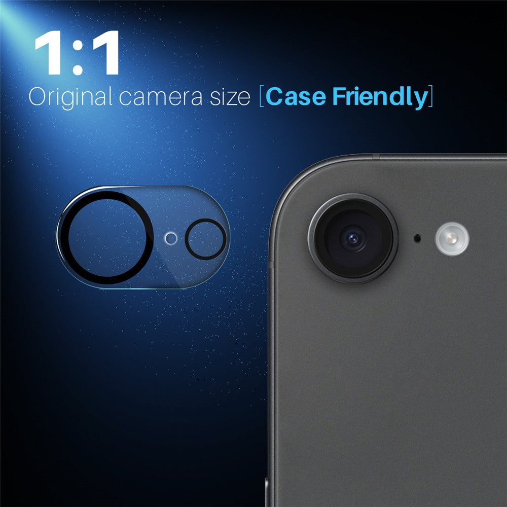 NORTHJO iPhone 16e Tempered Camera Lens Glass - Transparent / Black Edge