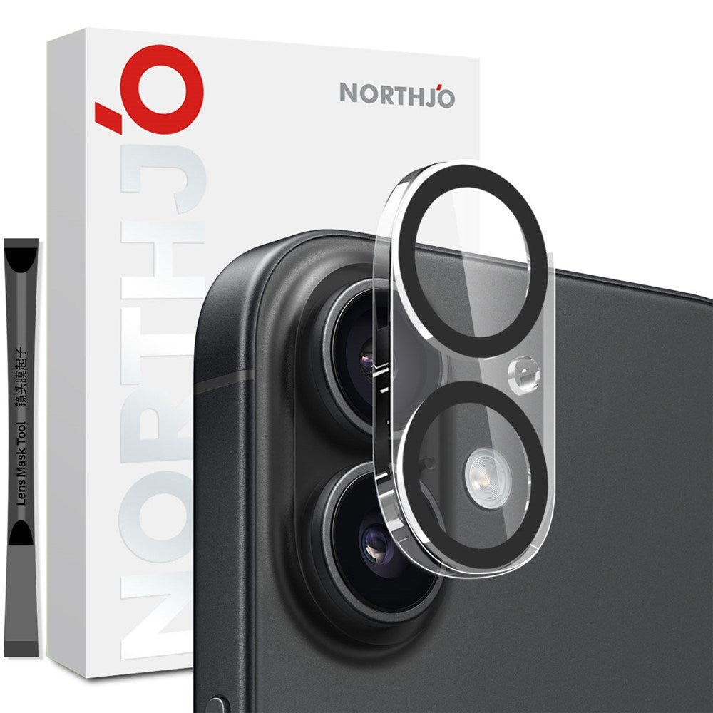 NORTHJO iPhone 17 Tempered Camera Lens Glass - Transparent / Black