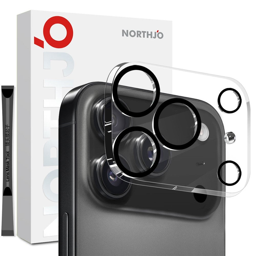 NORTHJO iPhone 17 Pro Tempered Camera Lens Glass - Transparent / Black