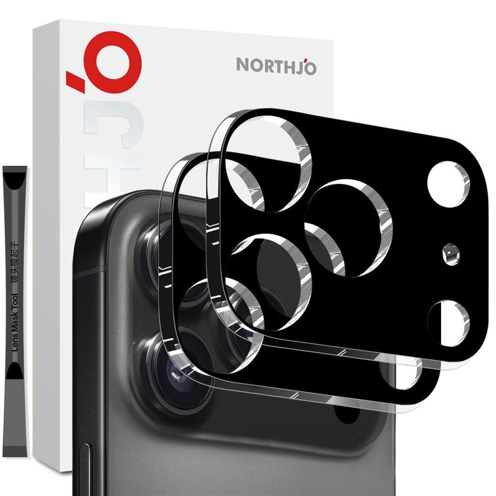 NORTHJO iPhone 17 Pro Tempered Camera Lens Glass - Black - 2 Pcs.