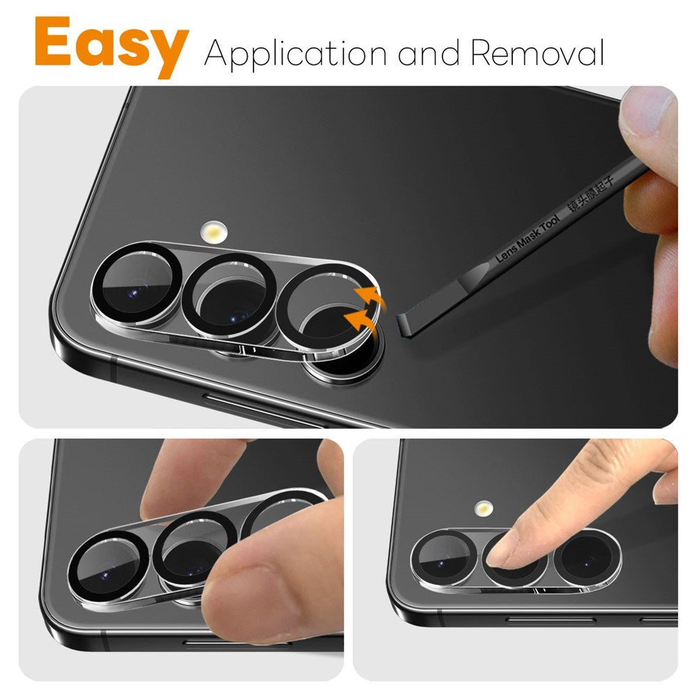 NORTHJO Samsung Galaxy S25 FE Tempered Camera Lens Glass - Transparent / Black