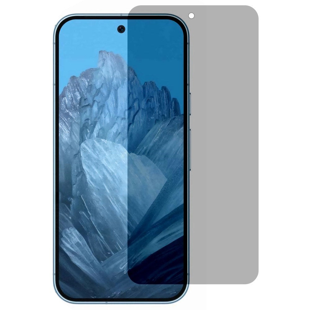 Google Pixel 9 Pro XL Tempered Glass Screen Protector w. Privacy - Full Fit - Transparent / Black