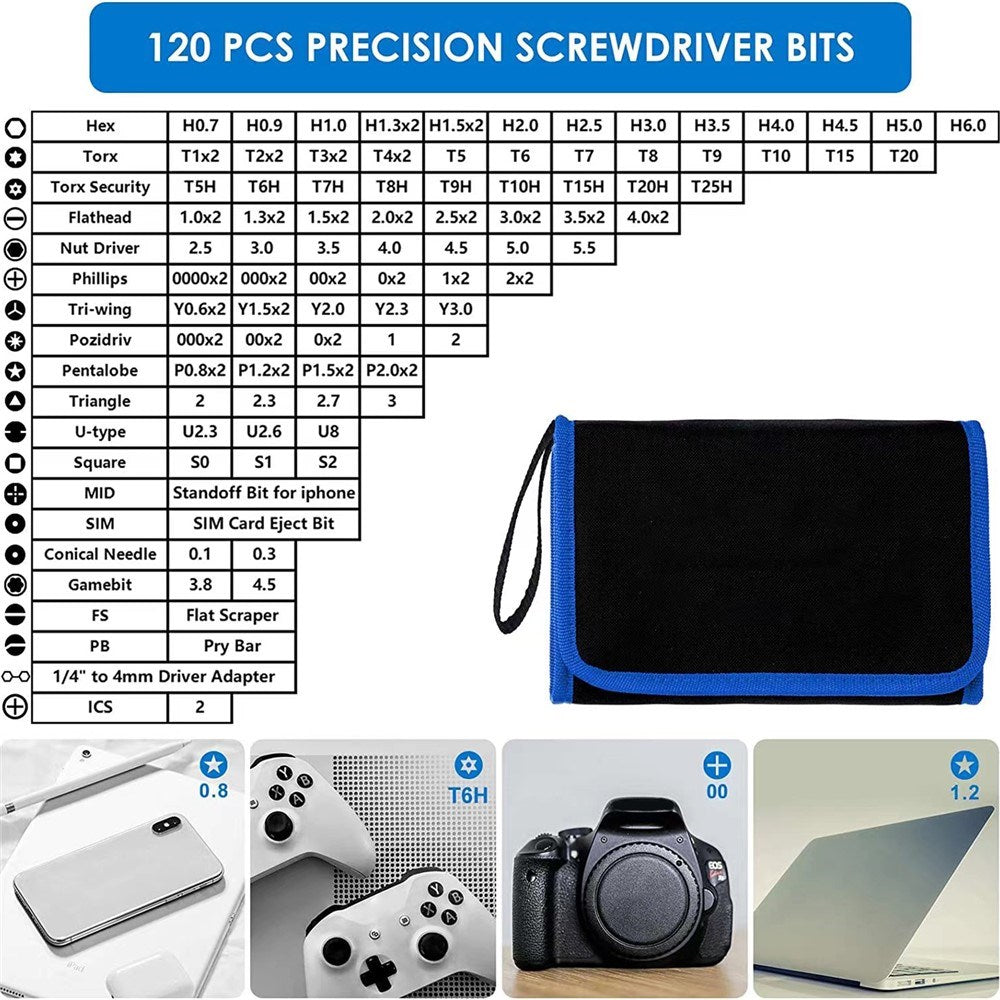 Electronics Tool Set - 120 Pieces - Black / Blue