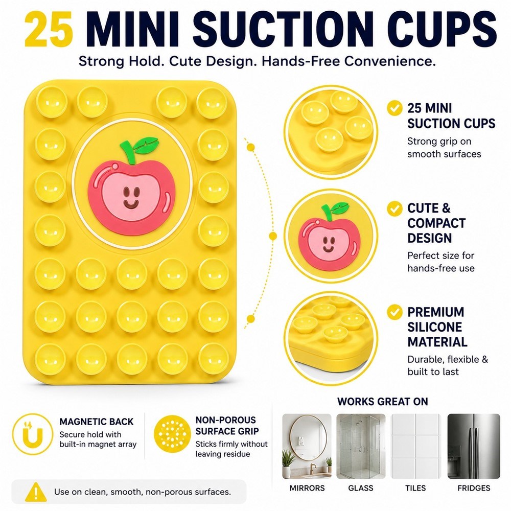Silicone Suction Cup Phone Holder with Apple - MagSafe Compatible - Black