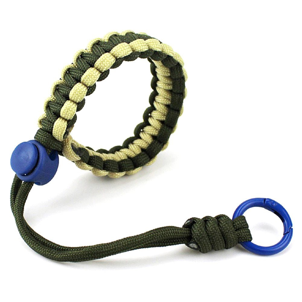 Adjustable Wrist Strap for Mobile - Braided Polyester - Dark Green / Light Yellow