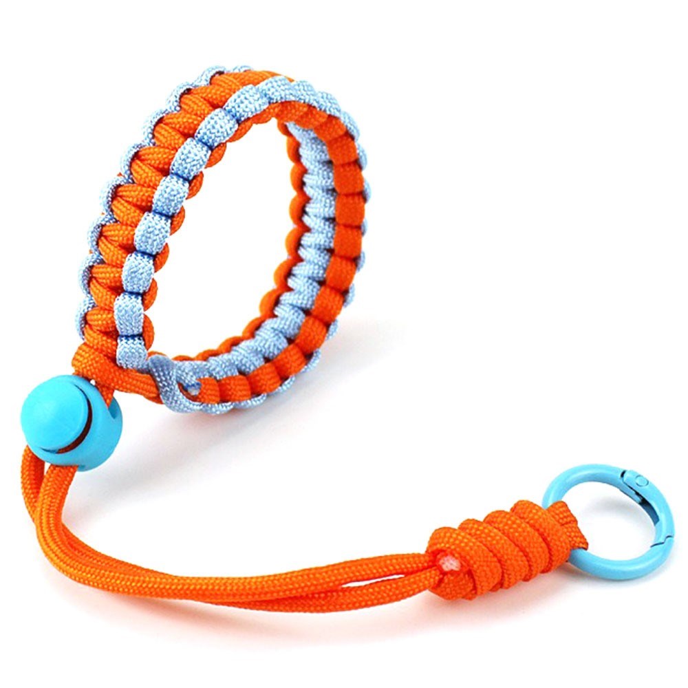 Adjustable Wrist Strap for Mobile - Braided Polyester - Orange / Light Blue