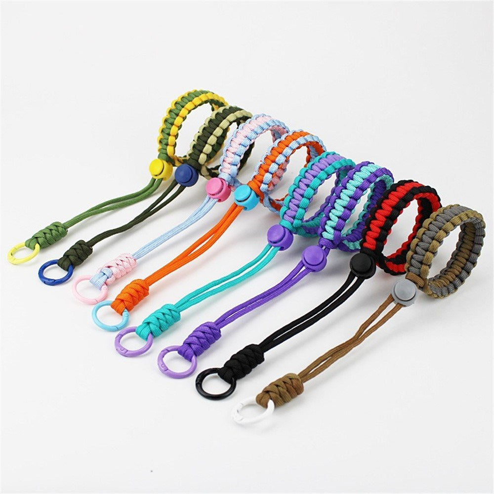 Adjustable Wrist Strap for Mobile - Braided Polyester - Orange / Light Blue