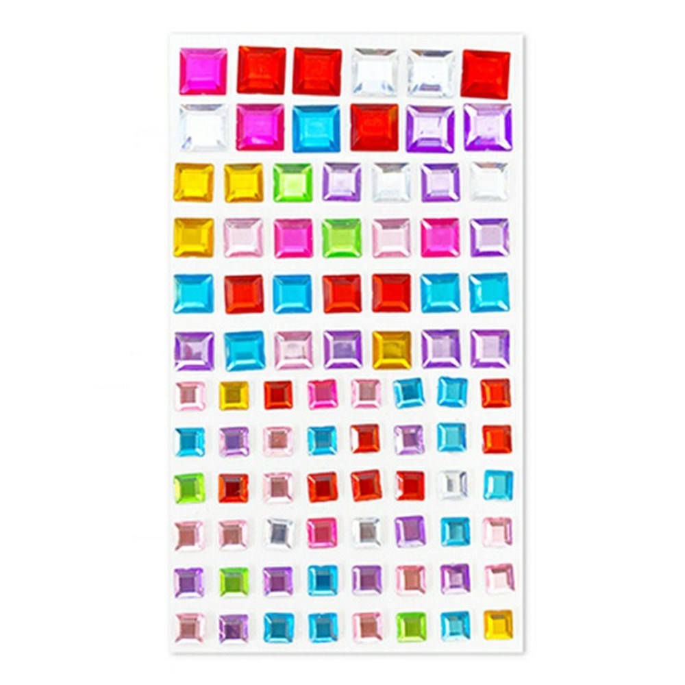 Multicolor Self-Adhesive Crystal 3D Stickers - 88 pcs - Square