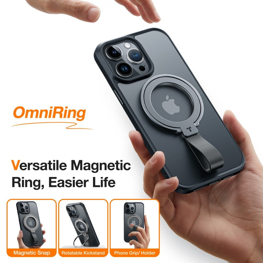 TORRAS Metal Ring Holder & Kickstand - MagSafe Compatible - Black