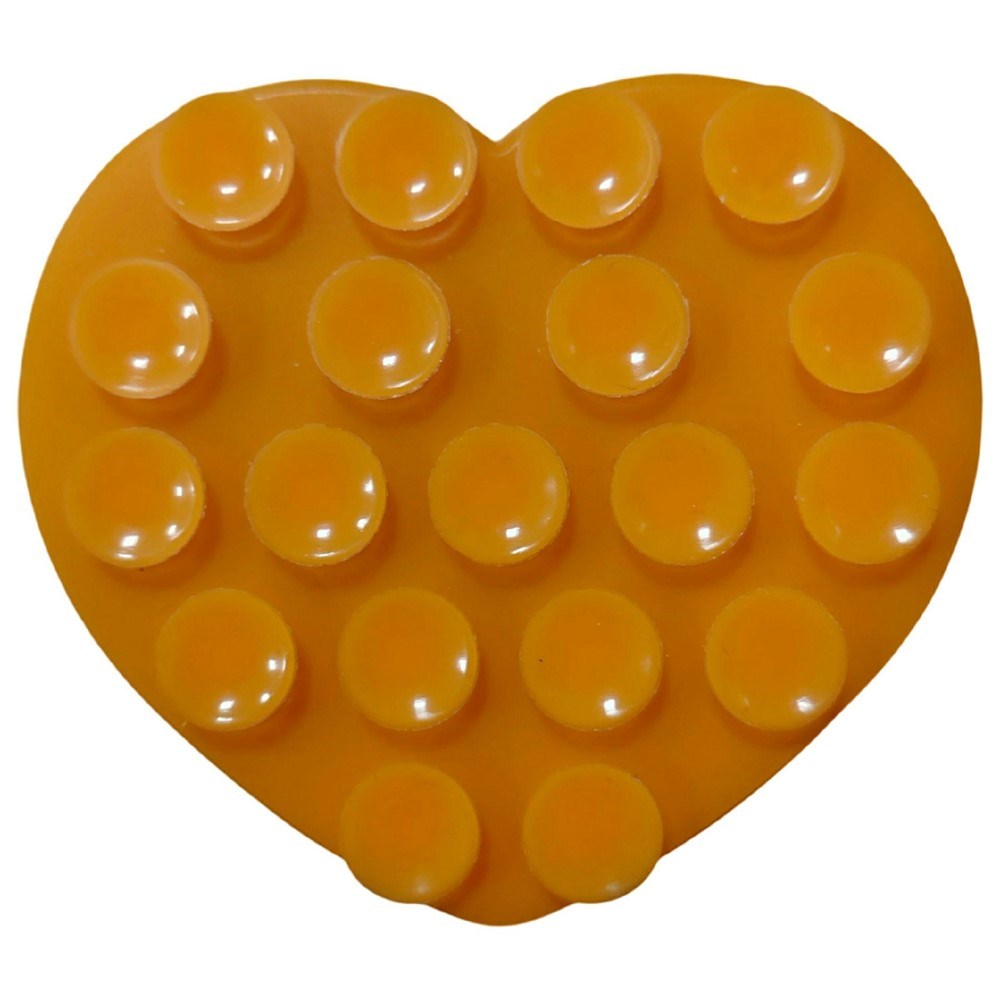 Heart-Shaped Silicone Suction Cup Phone Holder - Orange