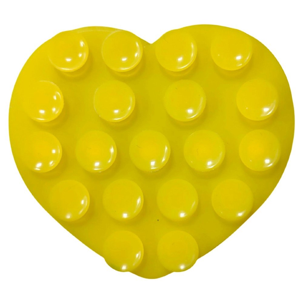 Heart-Shaped Silicone Suction Cup Phone Holder - Yellow